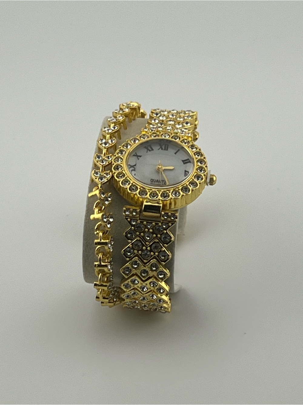 Women's Gold-Tone Crystal Wrap Bracelet Watch